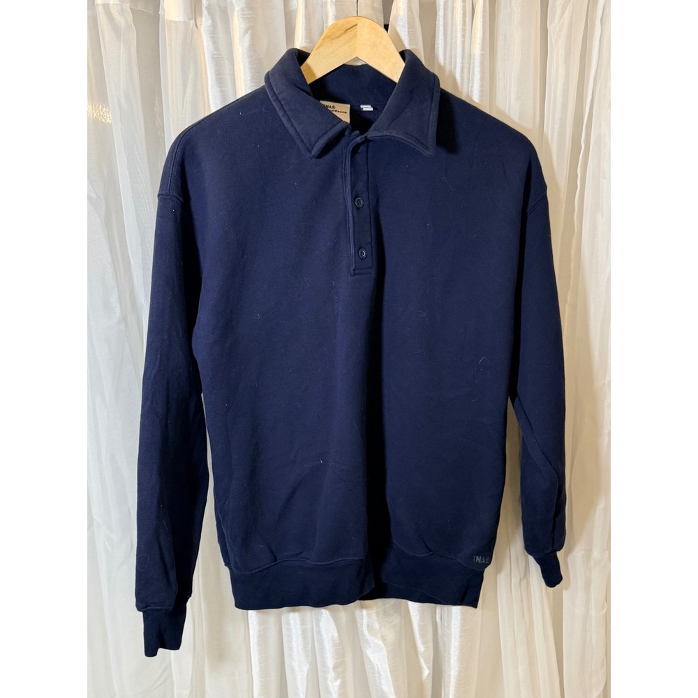 TNA Sweatfleece Polo Sweatshirt Womens XS Navy Blue Boyfriend Fit Cozy Fleece